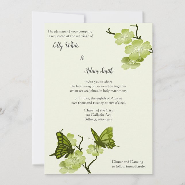 Grönt Vår Blommar med fjärilar (Framsida)