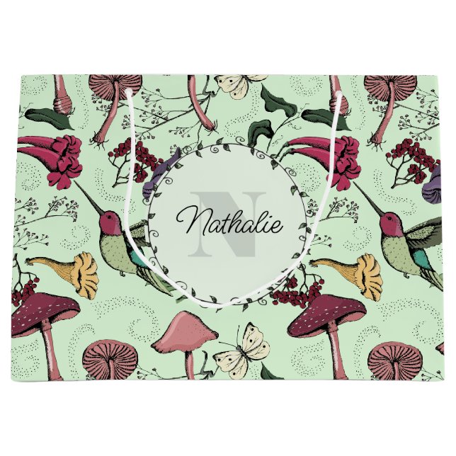 Grönt Vår Garden Hummingbird Blommigt (Framsidan)