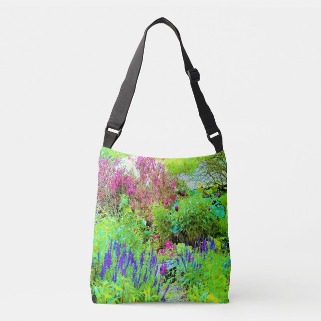 Grönt Vår Garden Landscape med ponnyer Axelväska (Framsida)