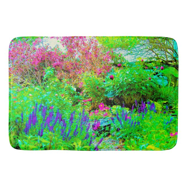 Grönt Vår Garden Landscape med ponnyer Badrumsmatta (Framsidan)