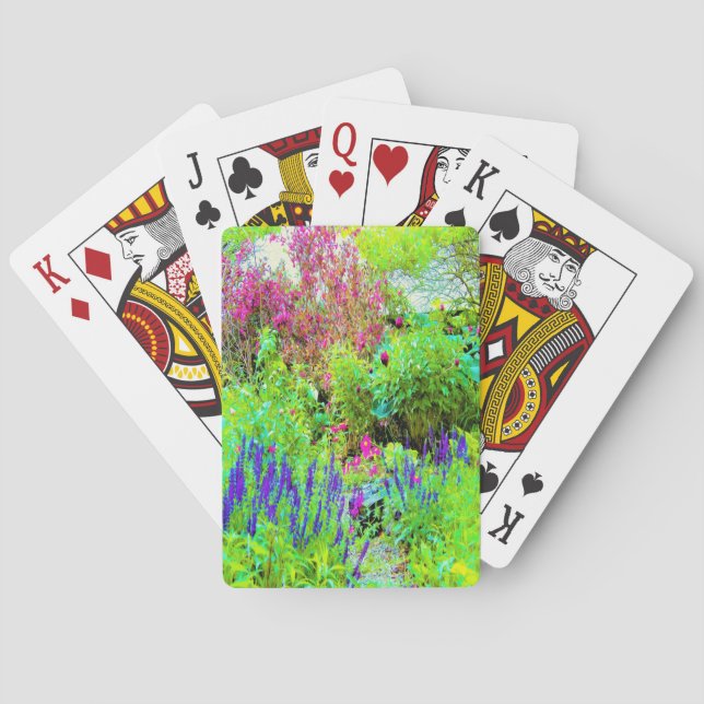 Grönt Vår Garden Landscape med ponnyer Casinokort (Baksidan)