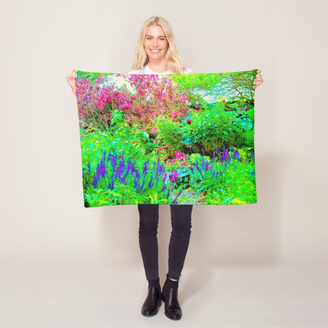 Grönt Vår Garden Landscape med ponnyer Fleecefilt (På plats)