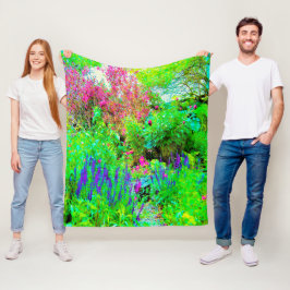 Grönt Vår Garden Landscape med ponnyer Fleecefilt