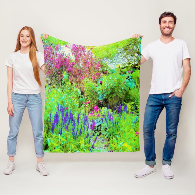 Grönt Vår Garden Landscape med ponnyer Fleecefilt (På plats)