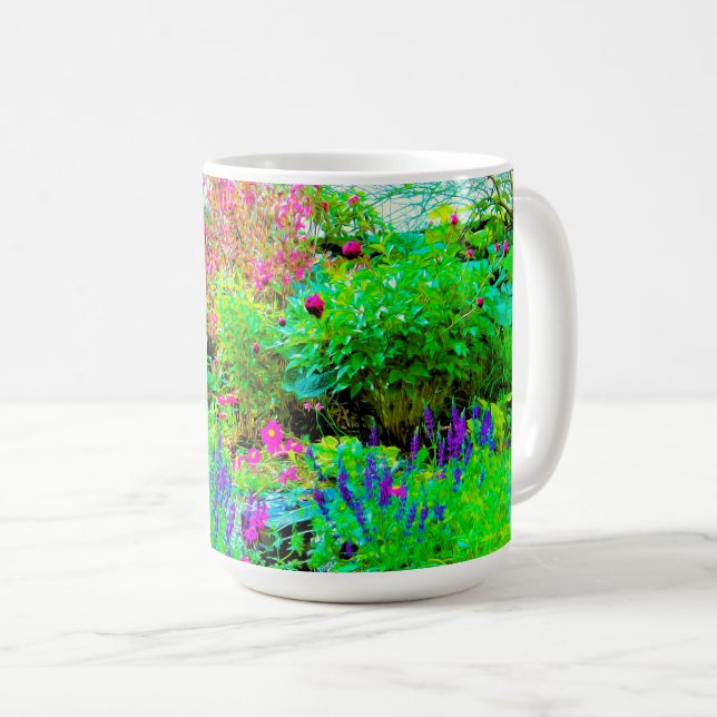 Grönt Vår Garden Landscape med ponnyer Kaffemugg (Framsida höger)