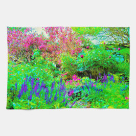 Grönt Vår Garden Landscape med ponnyer Kökshandduk
