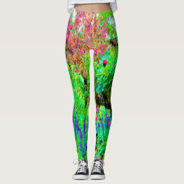 Grönt Vår Garden Landscape med ponnyer Leggings