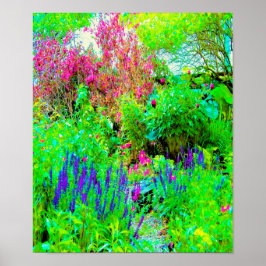 Grönt Vår Garden Landscape med ponnyer Poster