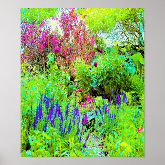 Grönt Vår Garden Landscape med ponnyer Poster (Framsidan)