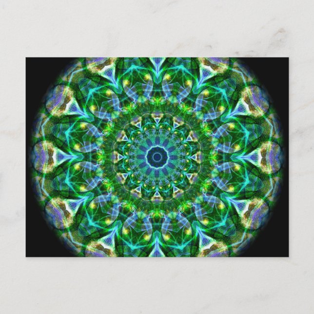 Grönt Vår Kaleidoscope Vykort (Framsida)