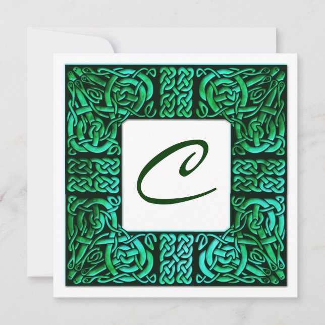 Grönt Vatten Celtic Knotwork bröllopsinbjudan Inbjudningar (Framsida)