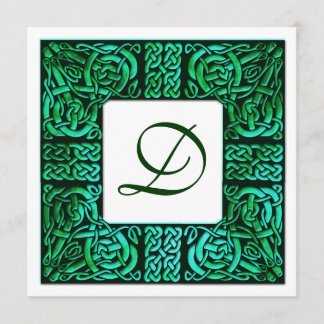 Grönt Vatten Celtic Monogram Wedding bjudande in Inbjudningar