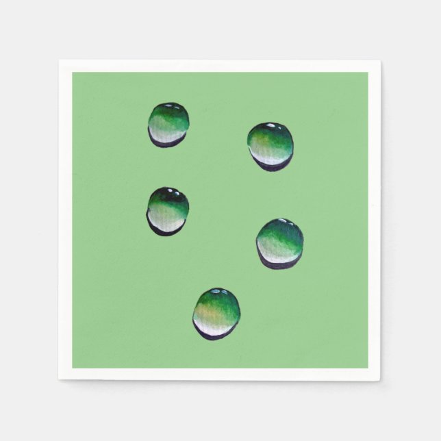Grönt vatten droppar vatten art pappersservett (Framsidan)
