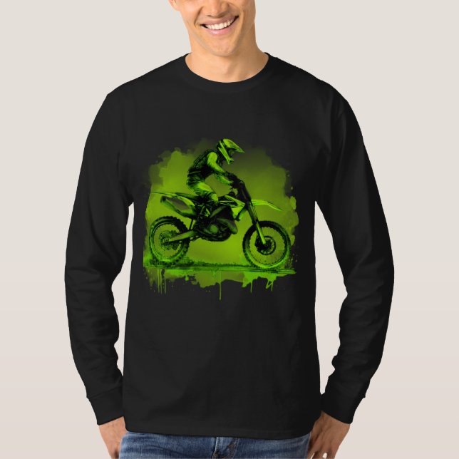Grönt Vatten Färg Dirt Bike T Shirt (Framsida)