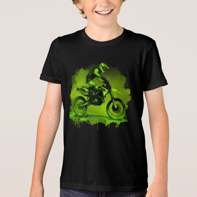 Grönt Vatten Färg Dirt Bike T Shirt (Framsida)