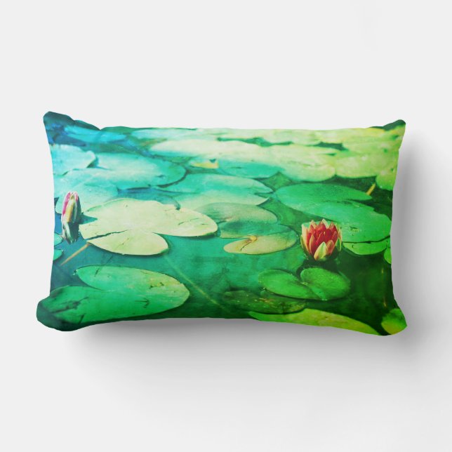 Grönt Vatten Lily Plants Cushion Dekorativ kudde (Framsida)