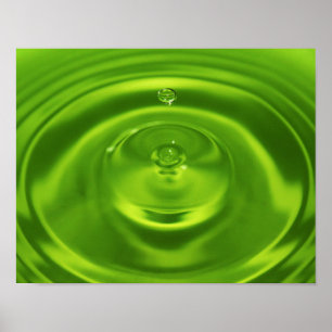 GRÖNT VATTEN RIPPLES DROPS LIQUID BAKGRUND WALLP POSTER