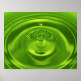 GRÖNT VATTEN RIPPLES DROPS LIQUID BAKGRUND WALLP POSTER