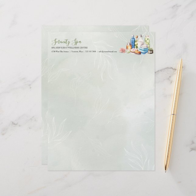 Grönt Vattendagsdag i Spa och Hälsa Brevhuvud (Fram/Back In Situ)