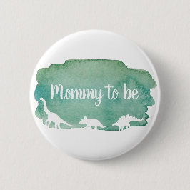 Grönt Vattenfärg Dinosaurie Baby Shower Mamma i Vä Knapp