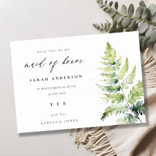 Grönt Vattenfärg Fern Foliage Maid of honor Inbjudningar