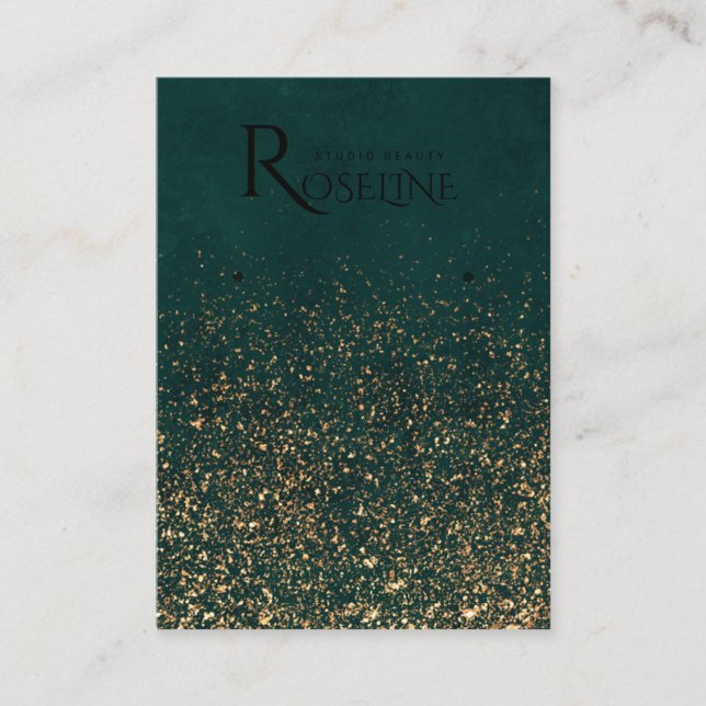 Grönt vattenfärg guld glitter Ökande Visning Visitkort (Framsida)