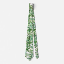 Grönt Vattenfärg Hand-målad Träd Mönster Slips