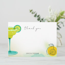 Grönt vattenfärg Margarita Lime Bröllopsfest Tack Kort