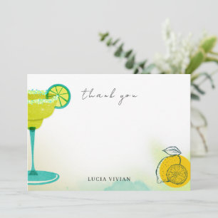 Grönt vattenfärg Margarita Lime Bröllopsfest Tack Kort