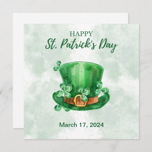 Grönt vattenfärg St. Patrick's Day Julkort (Fram/baksida)