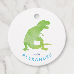 Grönt Vattenfärg T- Rex- dosering från födelsedag Gåvor Etiketter