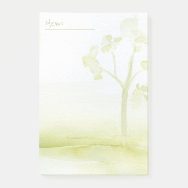 Grönt, vattenfärg träd post-it block (Framsida)