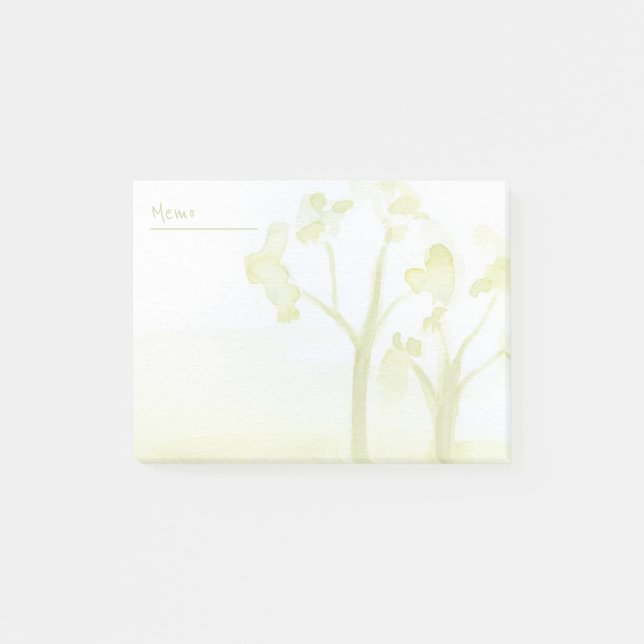 Grönt, vattenfärg träd post-it block (Framsida)