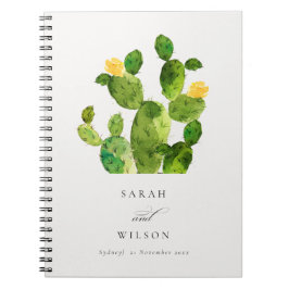 GRÖNT VATTENFÄRGAVRÖR CACTUS FLOWER BRÖLLOP ANTECKNINGSBOK