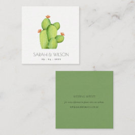 GRÖNT VATTENFÄRGAVRÖR CACTUS FLOWER BRÖLLOP FYRKANTIGT VISITKORT