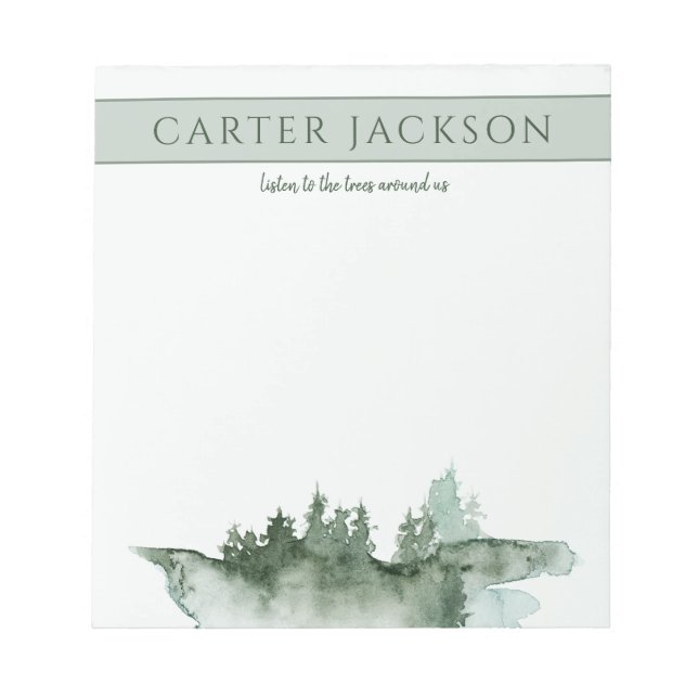 Grönt vattenfärgscitat för träd anteckningsblock (Framsida)