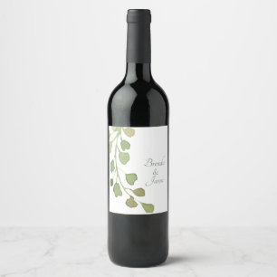 Grönt Vattenfärgsetikett Fern Vin Vinflaska Etikett