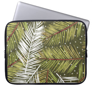 Grönt Vattenfärgsfärg Löv: Sömlös illustration Laptop Fodral