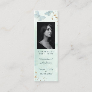 Grönt Vattenfärgsfilter Funeral Bookmark Mini Visitkort