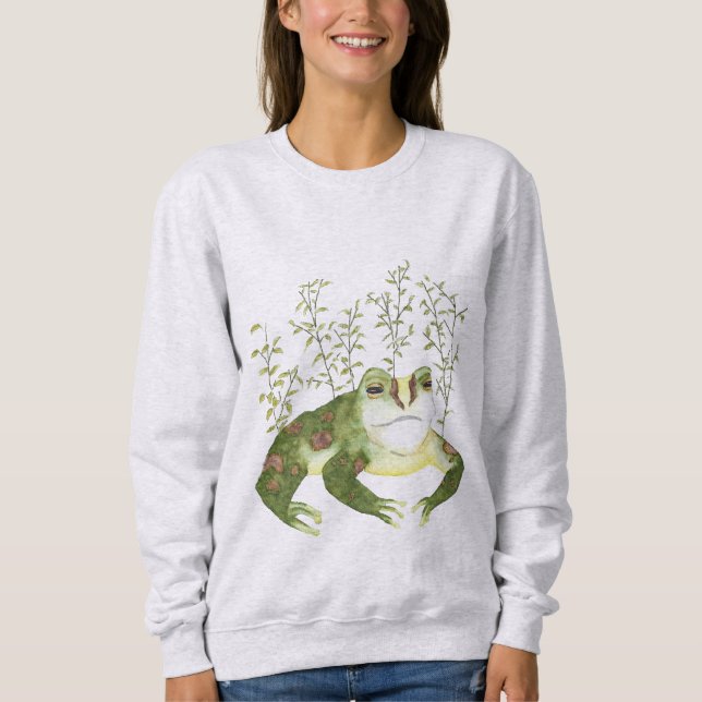 Grönt Vattenfärgsgroda T Shirt (Framsida)