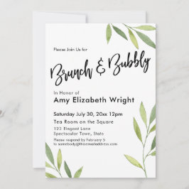 Grönt Vattenfärgsolja Blå Brunch & Bubly Inbjudningar