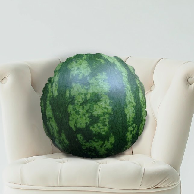 Grönt Vattenmelonfrukt eller grönsaker Rund fyllni Rund Kudde (Skapare uppladdad)