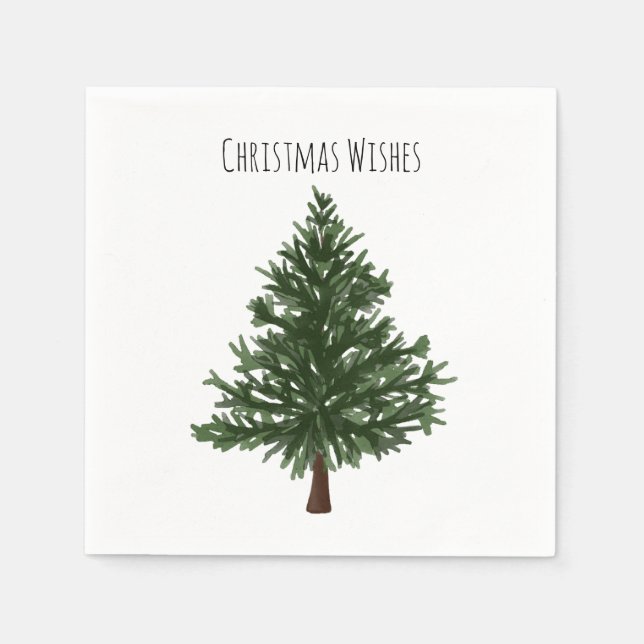 Grönt Vattensfärgad jul Gräs Träd Pappersservett (Framsidan)