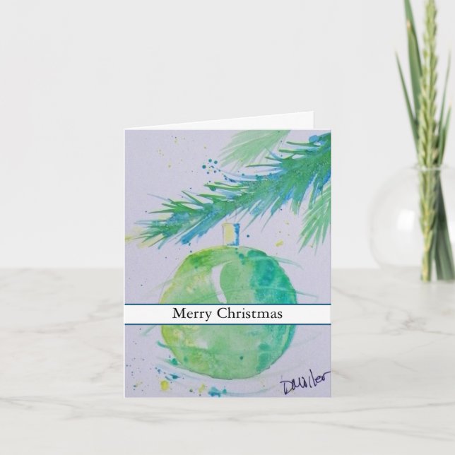 Grönt Vattenskort Boll jul Tack Kort (Framsida)