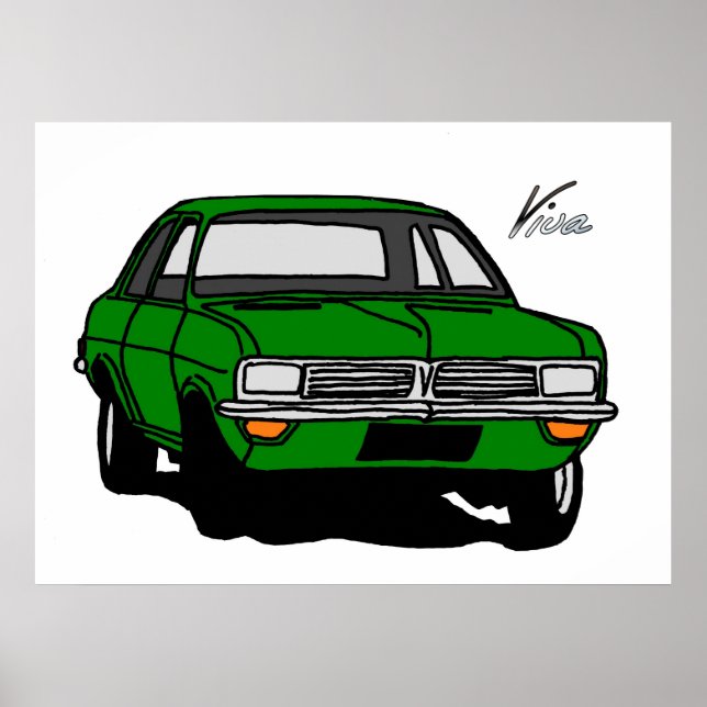 Grönt Vauxhall Viva HC Poster (Framsidan)
