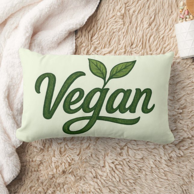 Grönt Vegan Lumbar Dekorativ kudde (Filt)