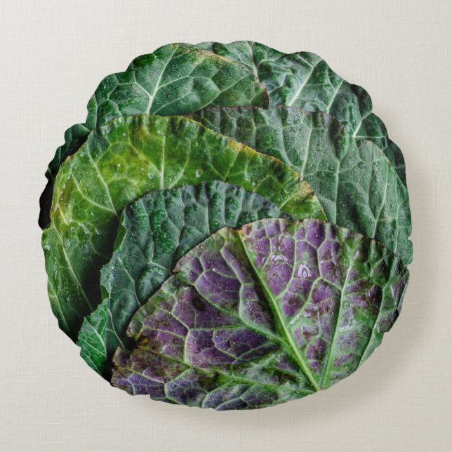 Grönt vegetabilisk rund kudde (Framsidan)