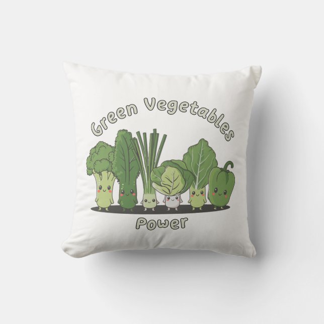 Grönt Vegetables Power Kudde (Framsida)