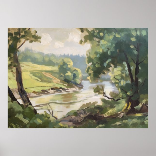 Grönt Vegetation Carpet av Riverbank Poster (Framsidan)