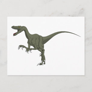 Grönt Velociraptor Dinosaur Vykort